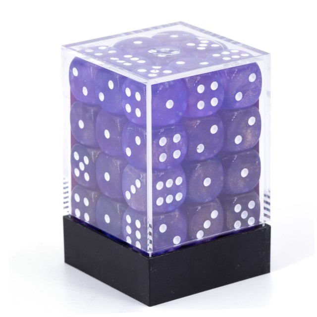 Borealis Lila / weiß 12mm W6 Würfel Set (36 Würfel)