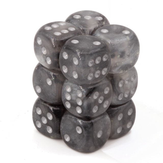 Borealis Light smoke / silber 16mm W6 Würfel Set (12 Würfel)