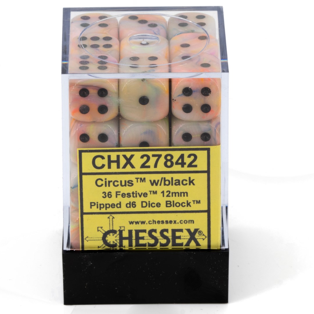Festive® Circus / Schwarz 12mm W6 Würfel Set (36 Würfel)