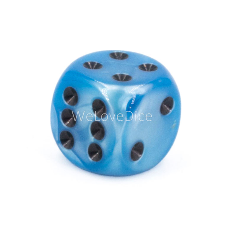 16mm Würfel in blau / schwarz Seide
