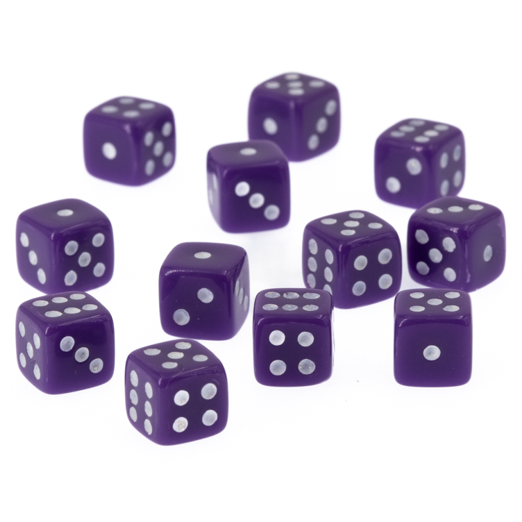 7mm Würfel in lila / weiß Satt