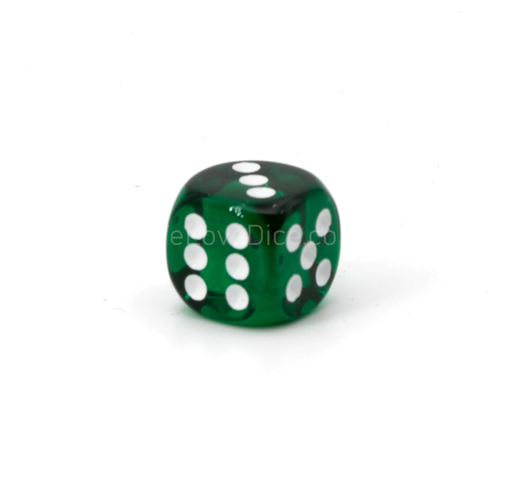10mm Würfel in dunkelgrün transparent / weiß Transparent