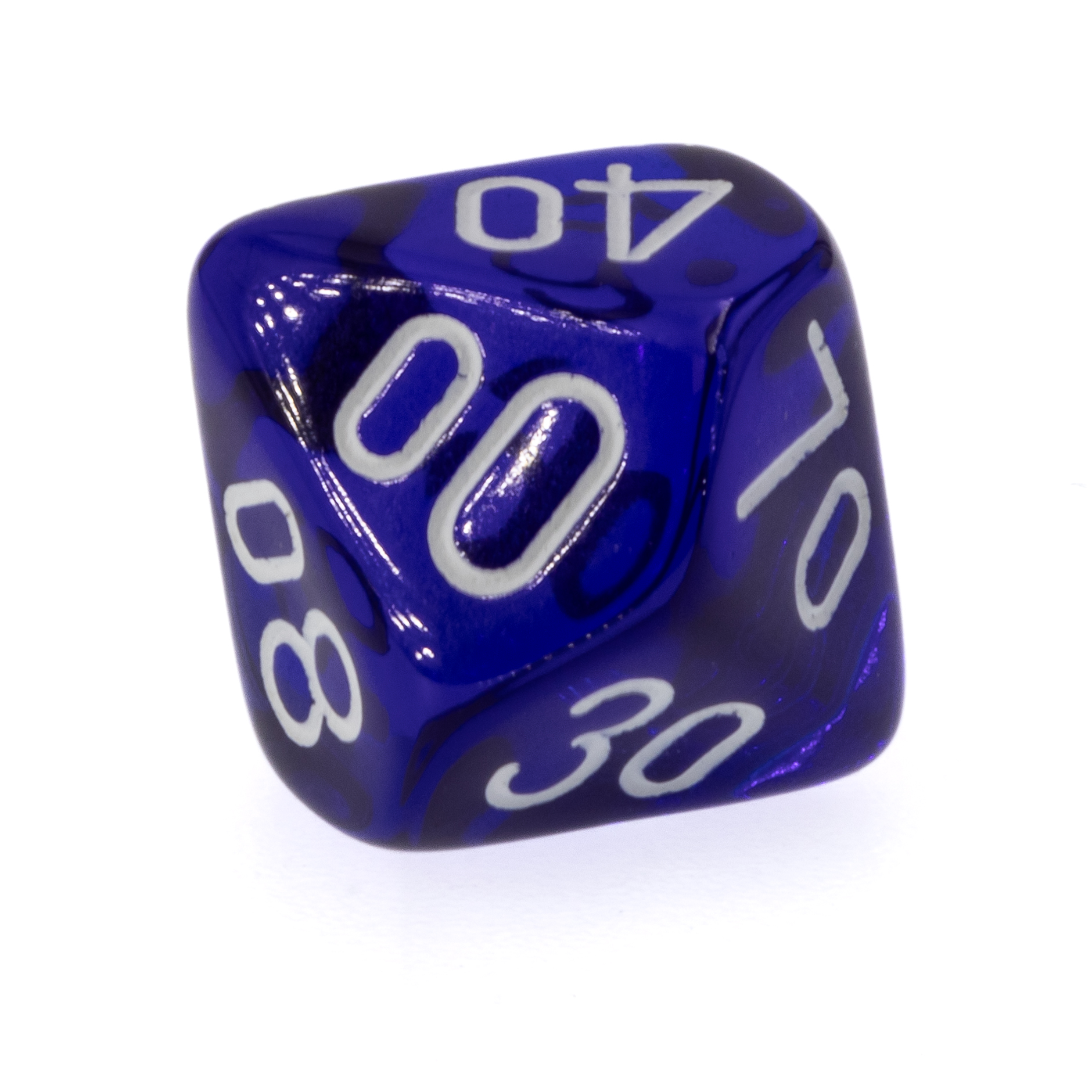 W% Würfel in dunkelblau / weiß Transparent