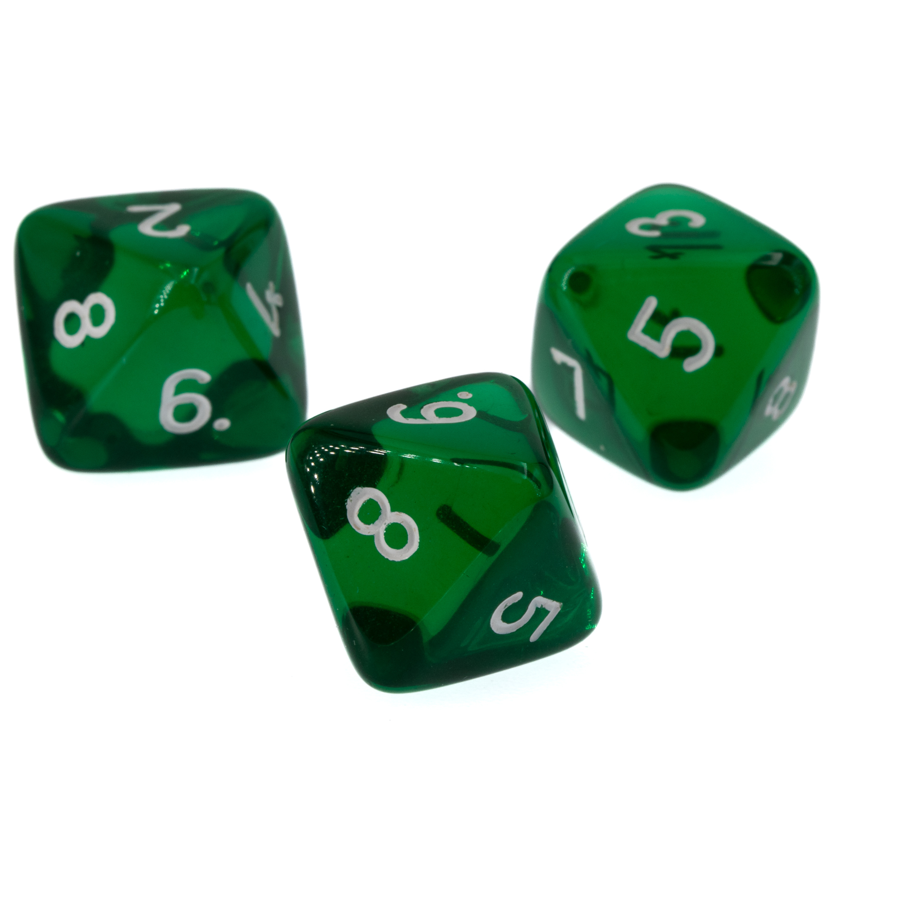 W8 dice in dunkelgrün transparent / weiß Transparent
