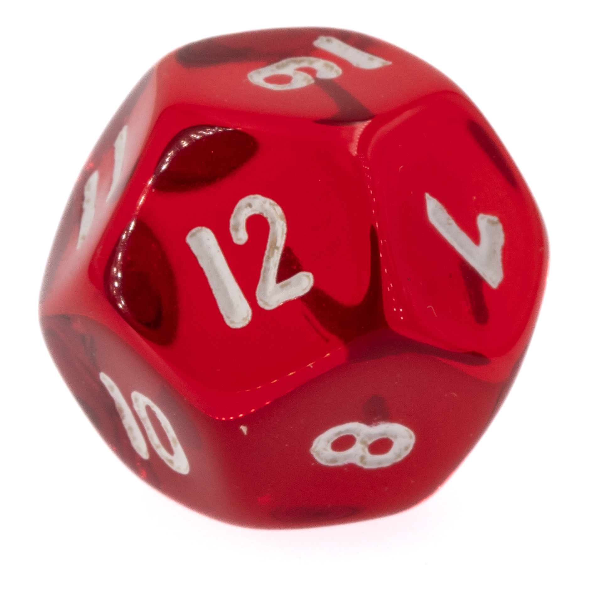 W12 Würfel in rot transparent / weiß Transparent