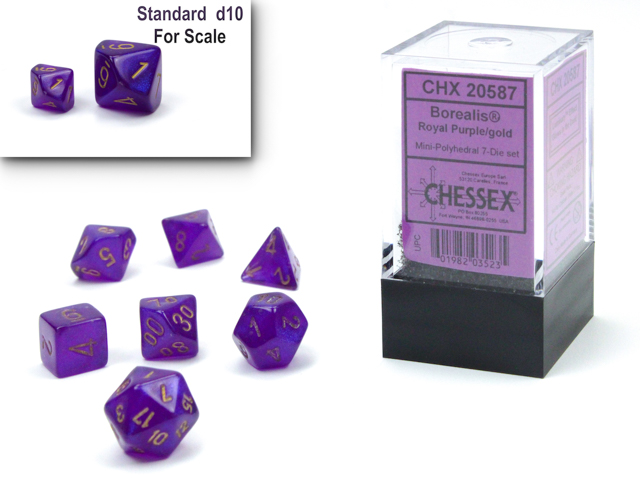 Mini-hedral Borealis Polyhedral Königsviolett / Gold 7-Würfel Set