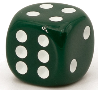 50mm Würfel in dunkelgrün / weiß Satt