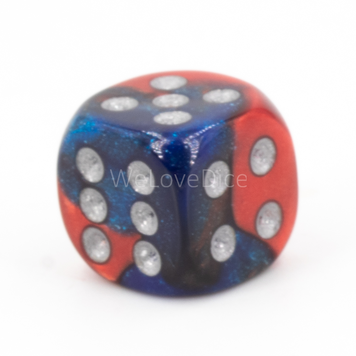 12mm Würfel in blau rot / silber Seide