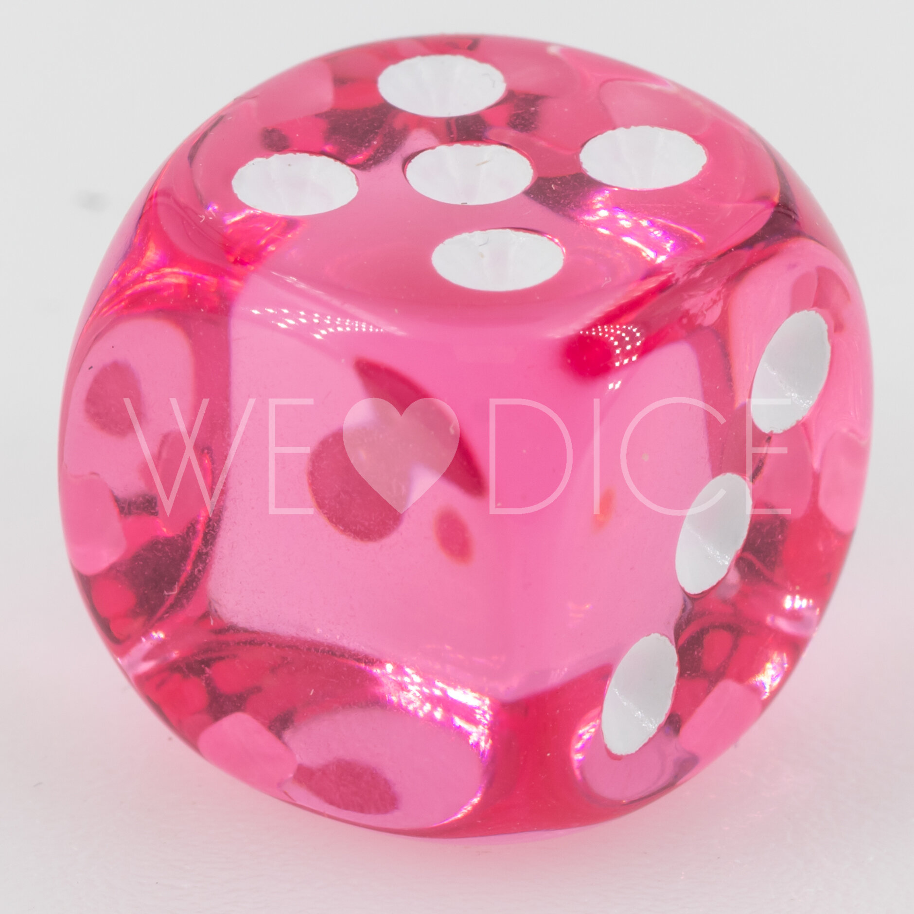 16mm Würfel in rosa / weiß Transparent ohne "1"