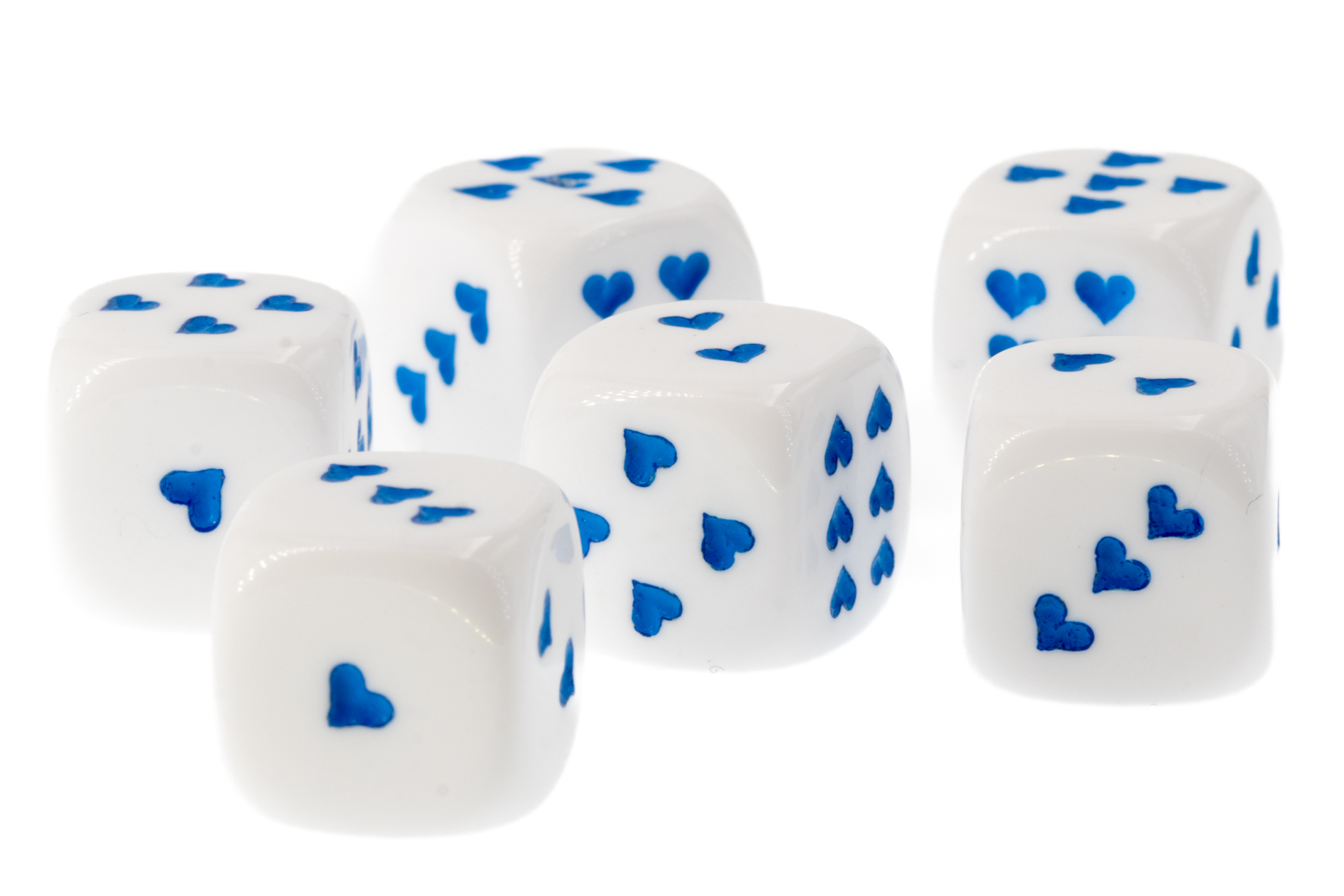 Herz Würfel in weiss / blau Satt