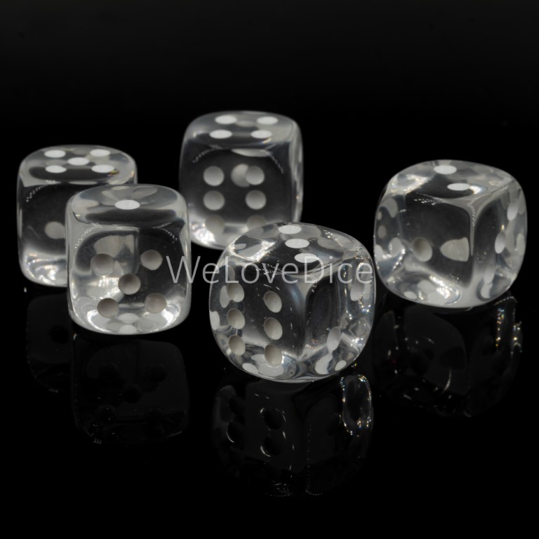 18mm Würfel in glasklar / weiss Transparent