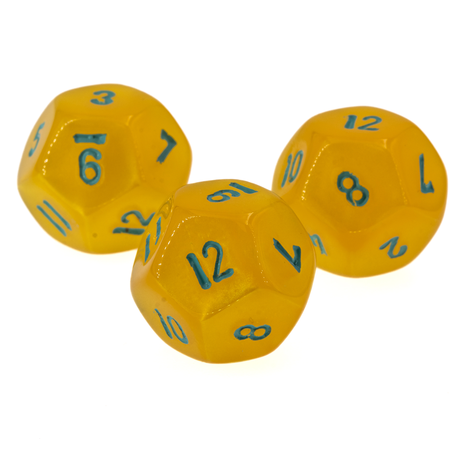 W12 Würfel in gelb / türkis Seide