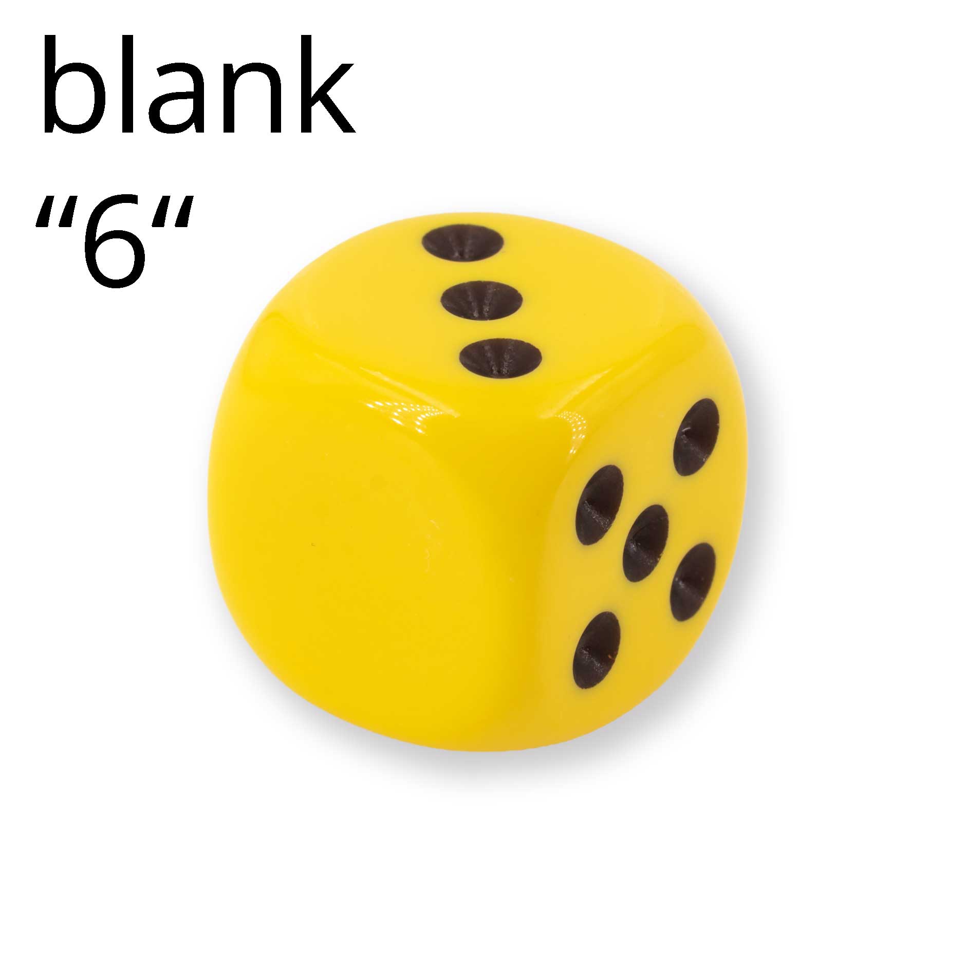 16mm Würfel in gelb / schwarz Satt ohne "6"