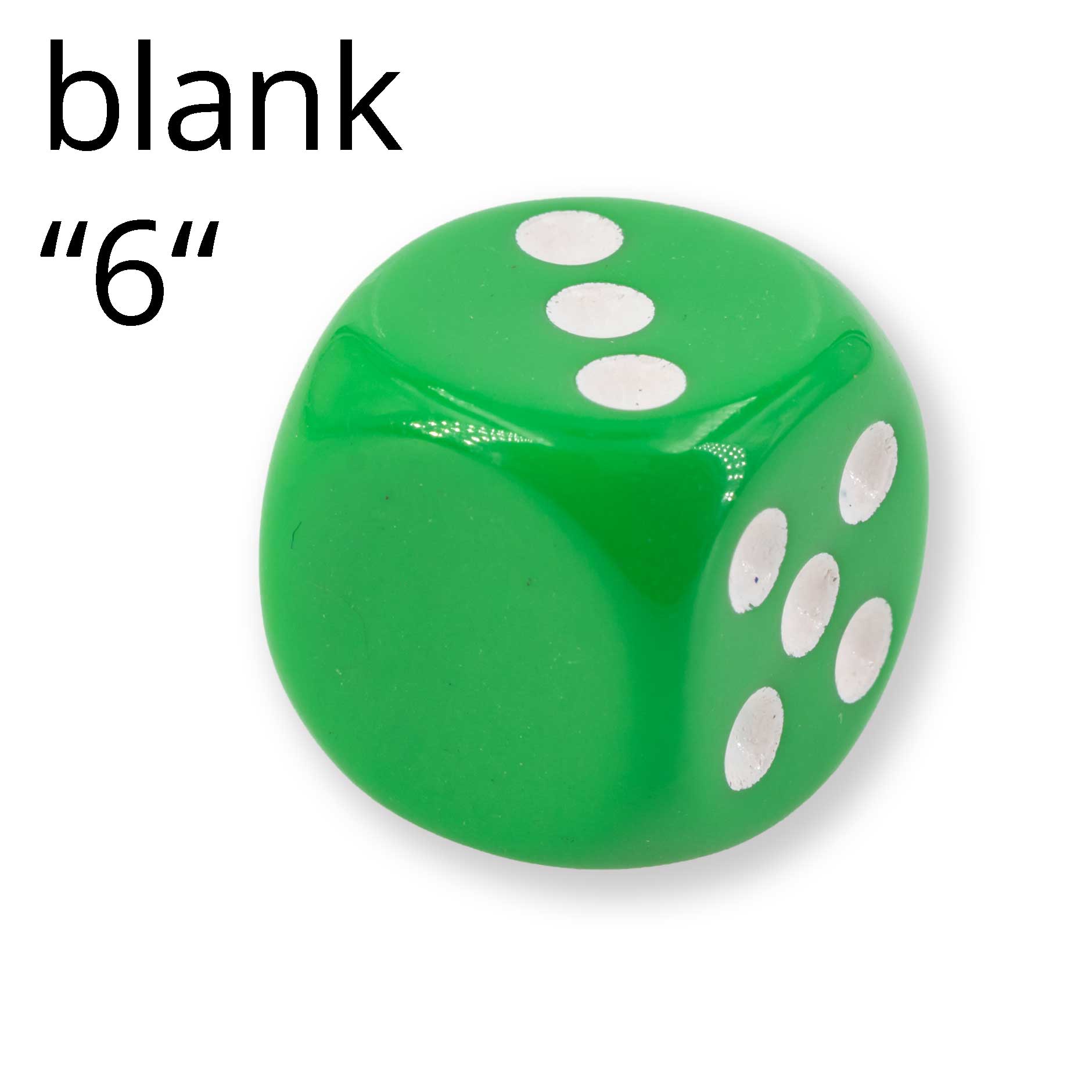 16mm Würfel in hellgrün / weiß Satt ohne "6"