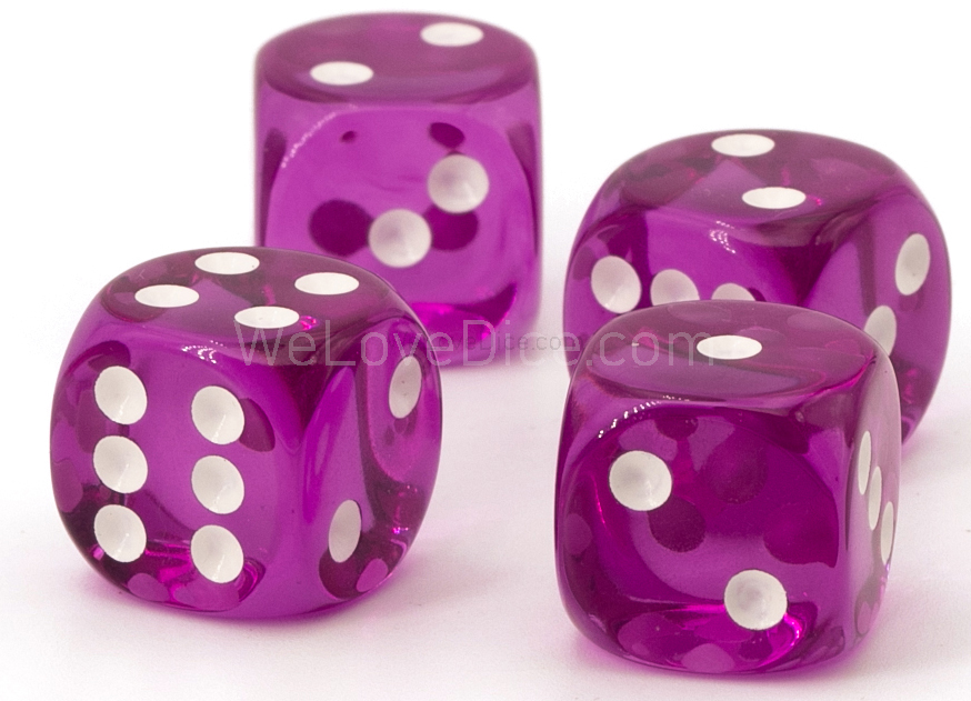 10mm Würfel in flieder / weiß Transparent
