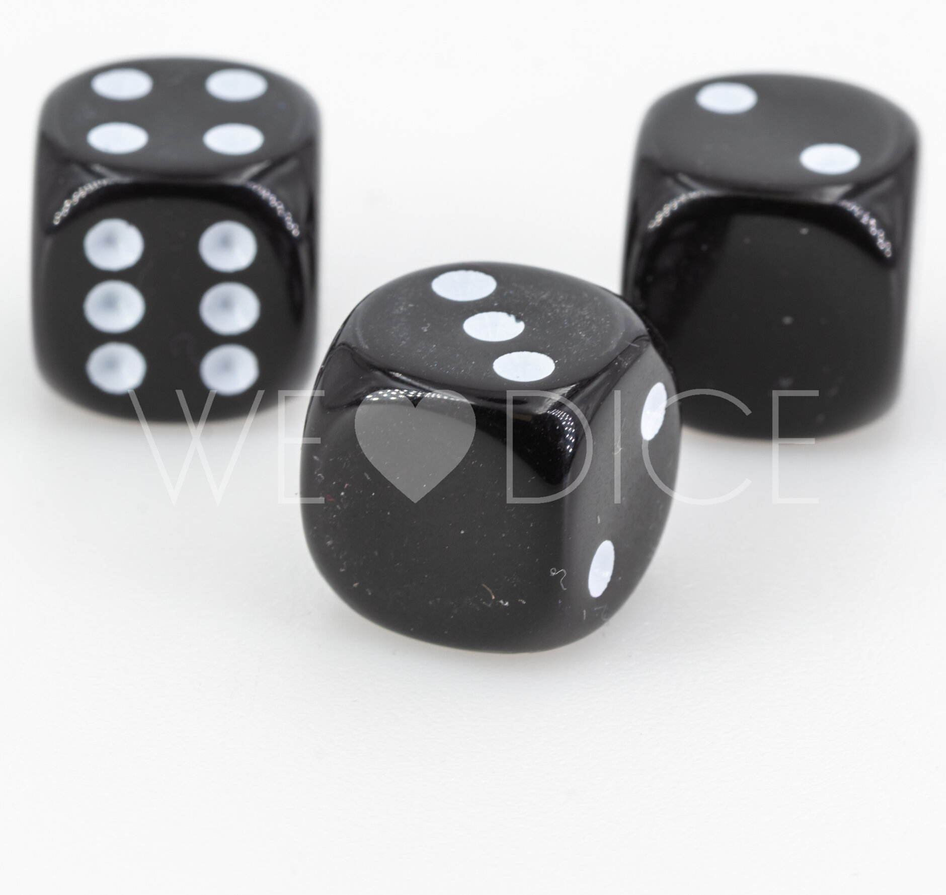 16mm Würfel in schwarz Satt ohne "1"