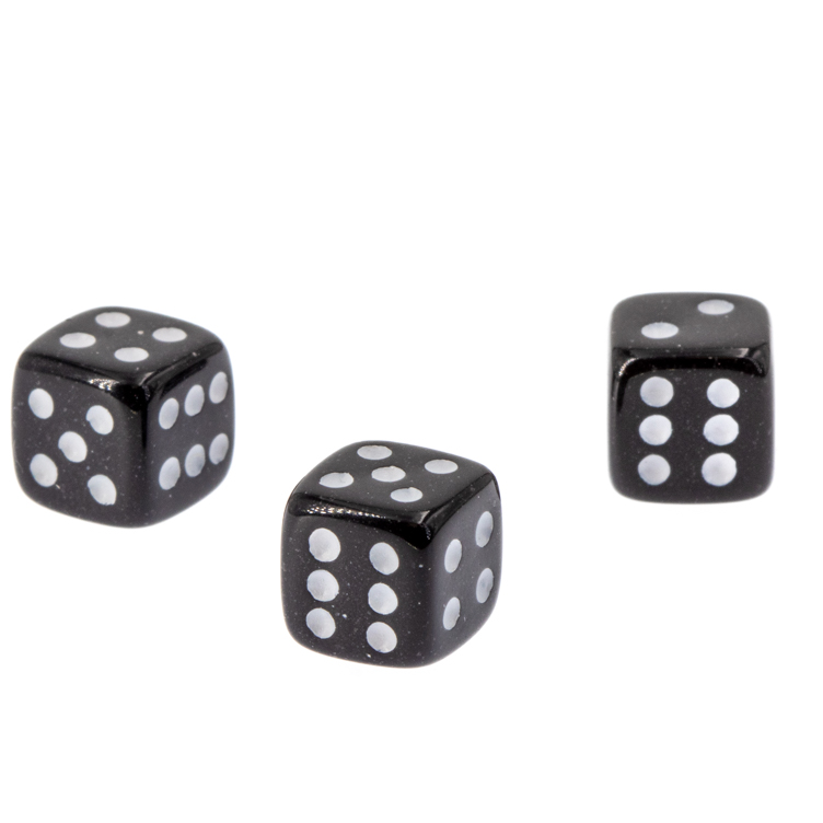 7mm Würfel in schwarz Satt