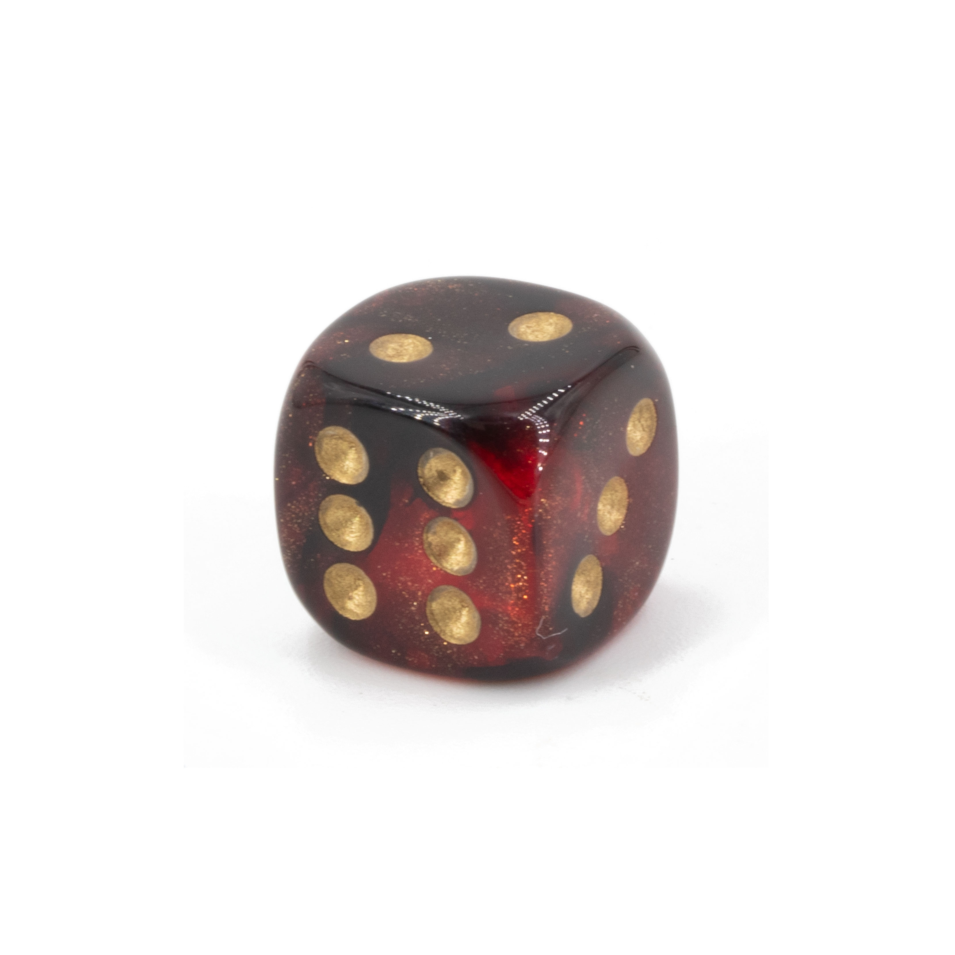 12mm Würfel in glitzer rot schwarz / gold 2-Ton