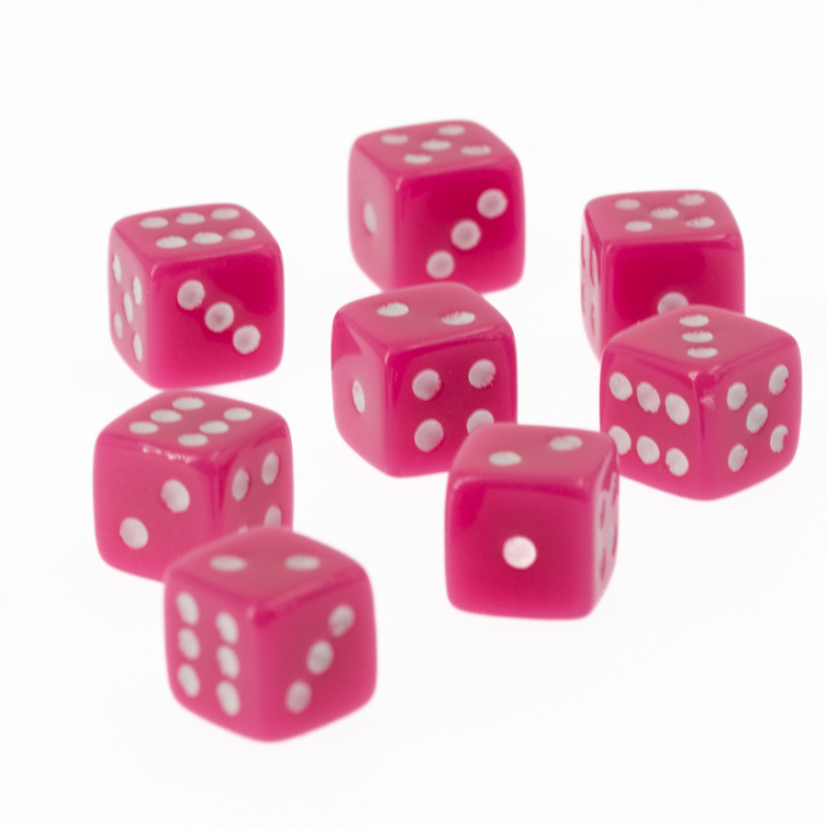 8mm Würfel in rosa / weiß Satt