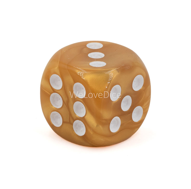 18mm Würfel in goldfarben / weiß Seide