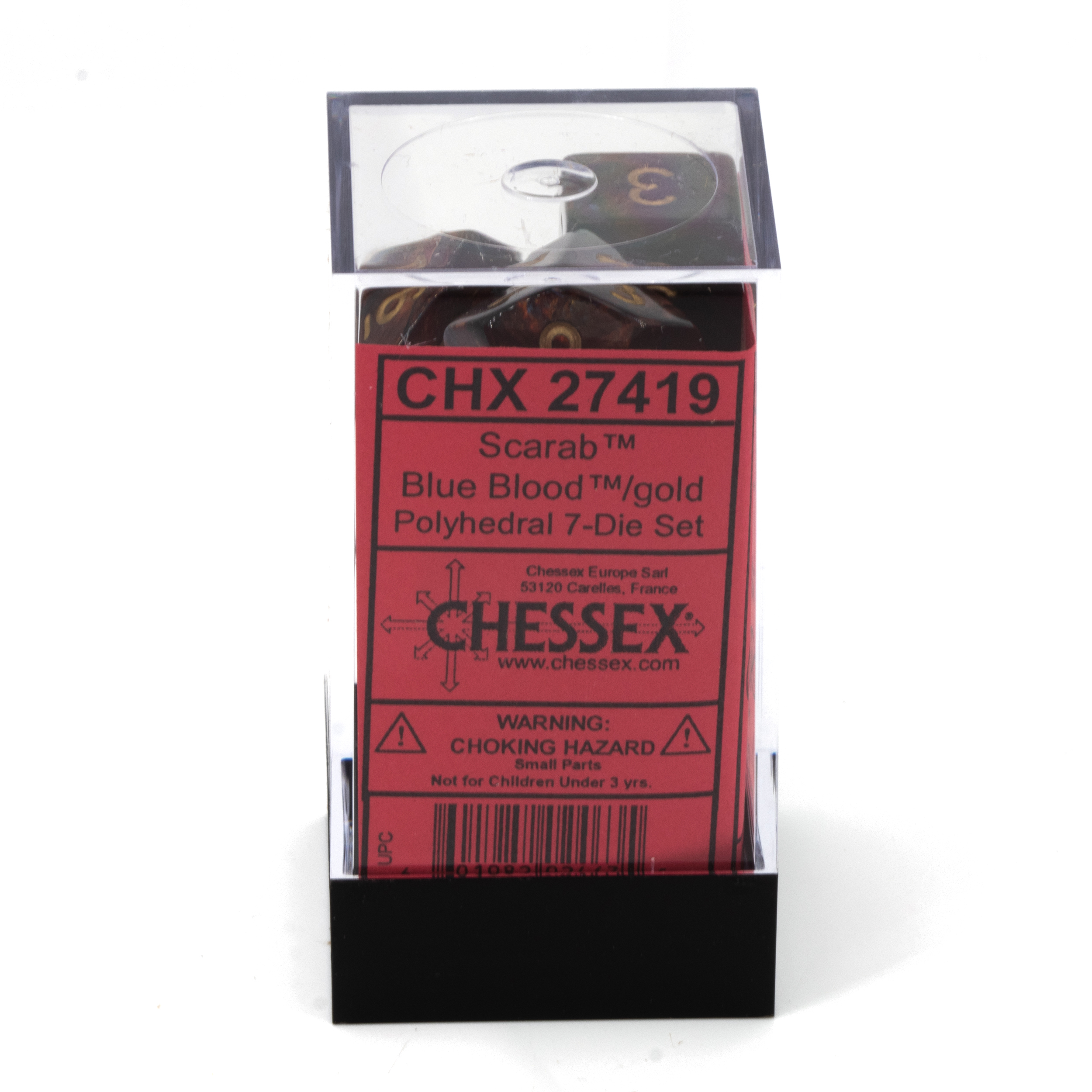 Scarab® Polyhedral Blue Blood / Gold 7-Würfel Set