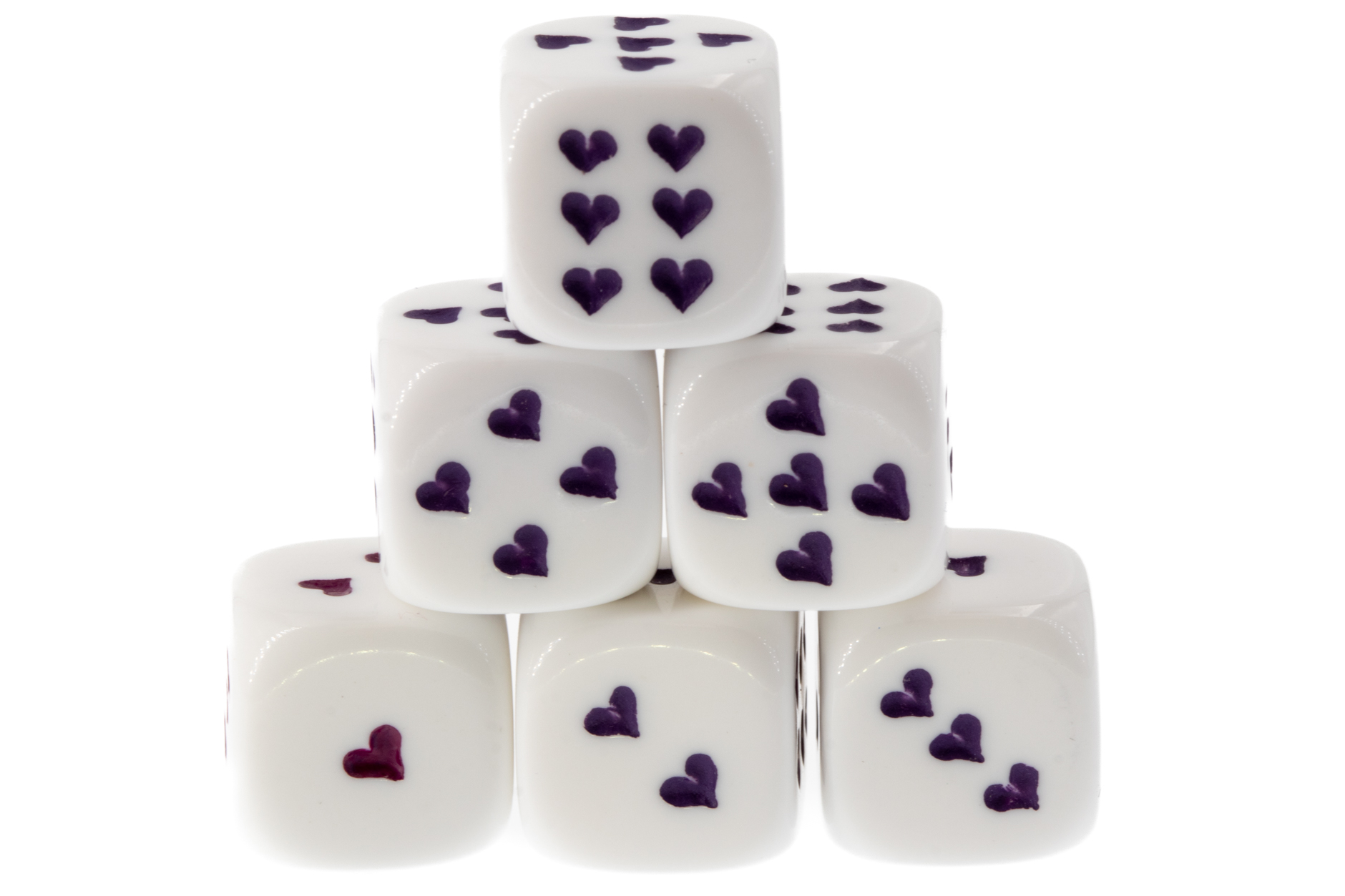 Herz Würfel in weiss / lila Satt