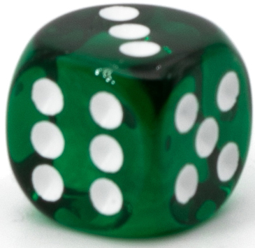 10mm Würfel in dunkelgrün transparent / weiß Transparent