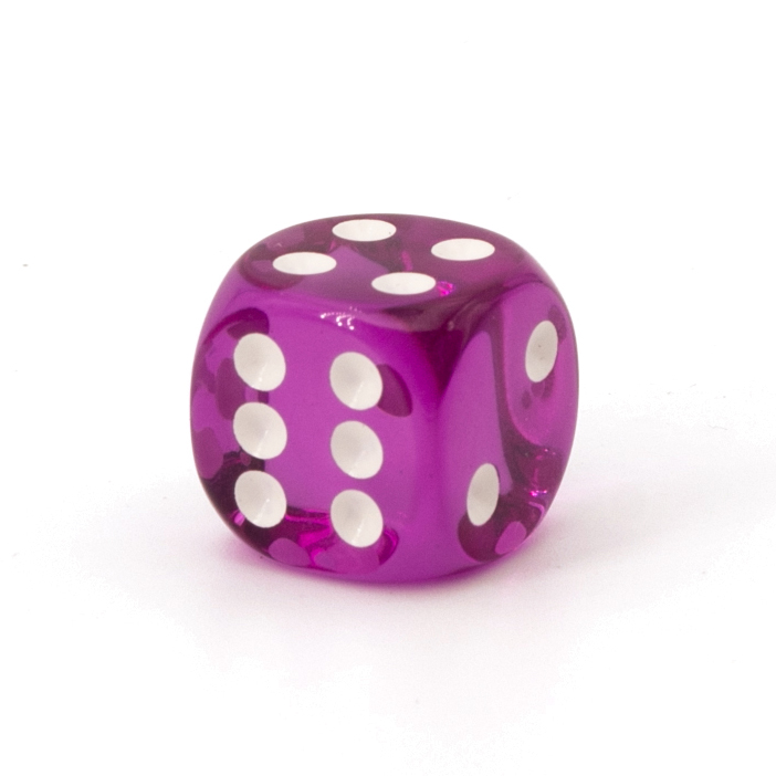 14mm Würfel in flieder / weiß Transparent