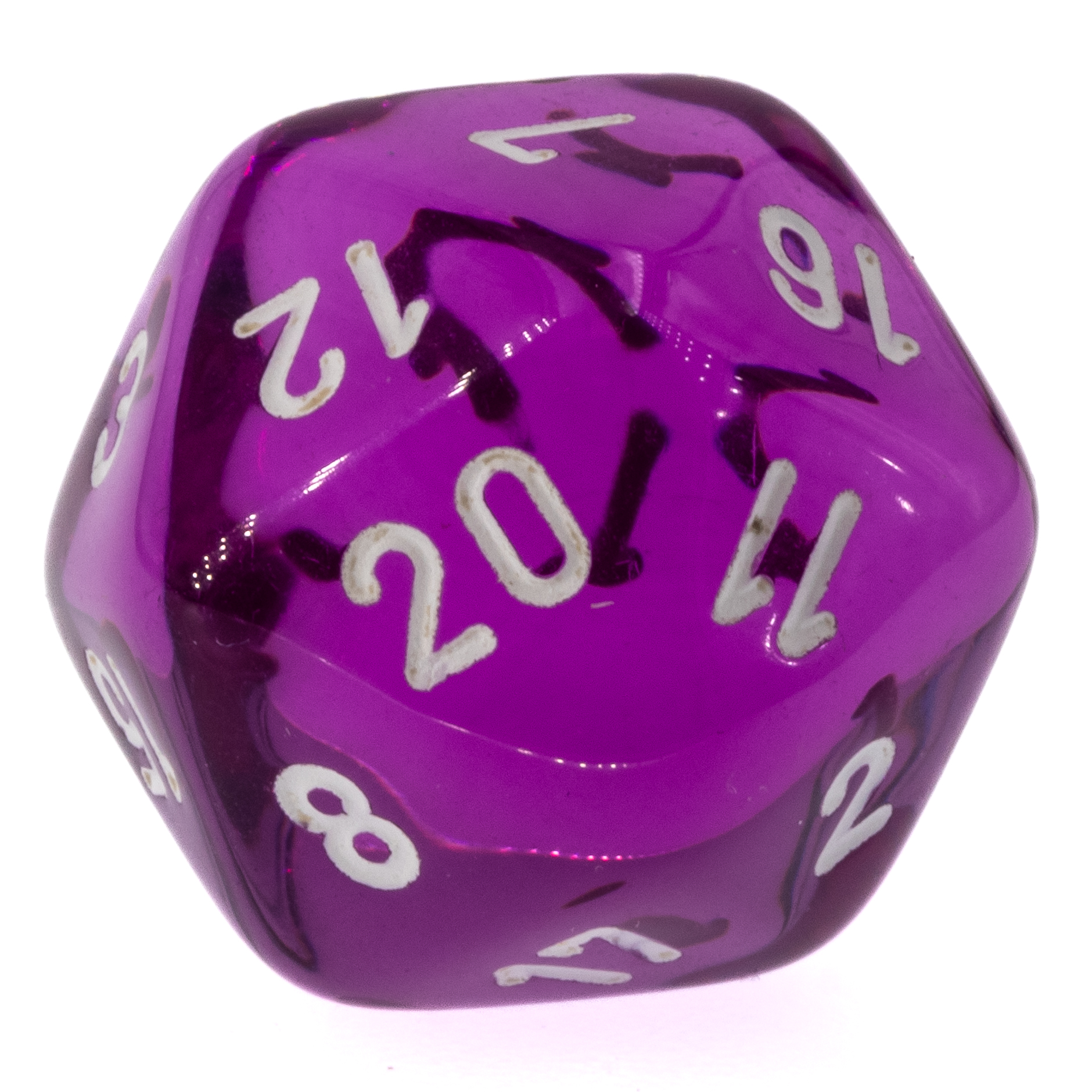 W20 Würfel in flieder / weiß Transparent