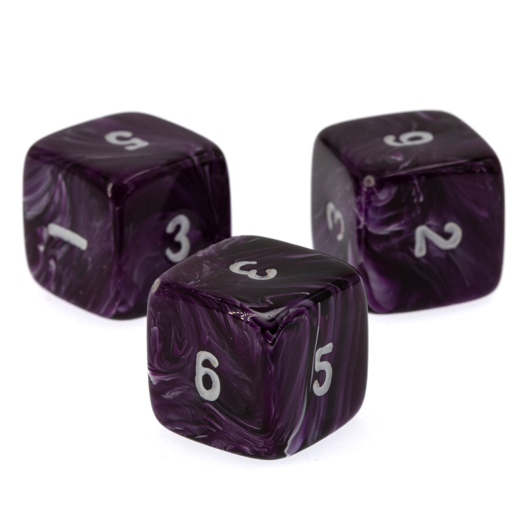 W6 Würfel in lila / weiß Marmor