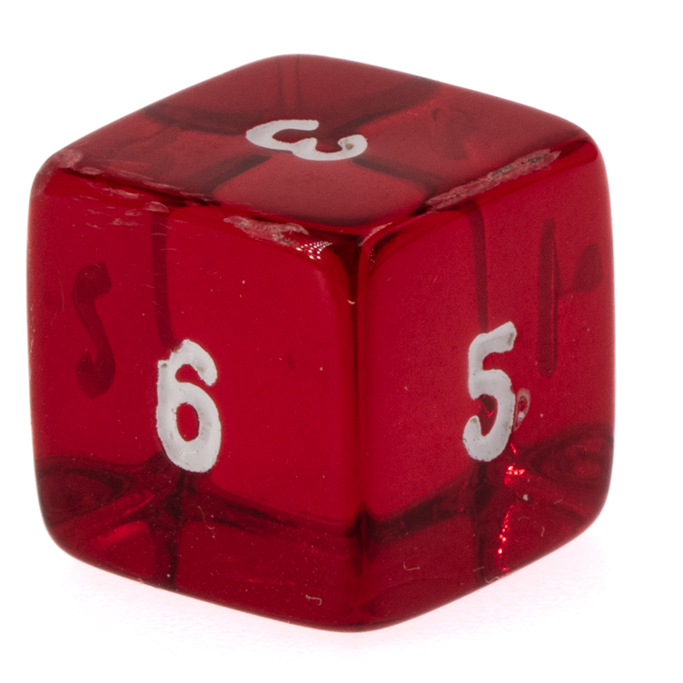 W6 Würfel in rot transparent / weiß Transparent