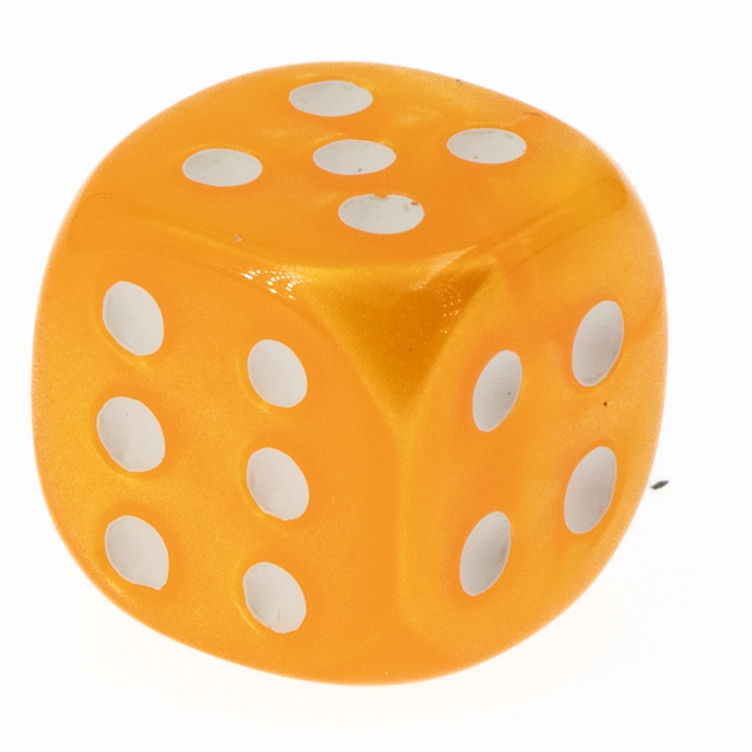 10mm Würfel in orange / weiß Seide