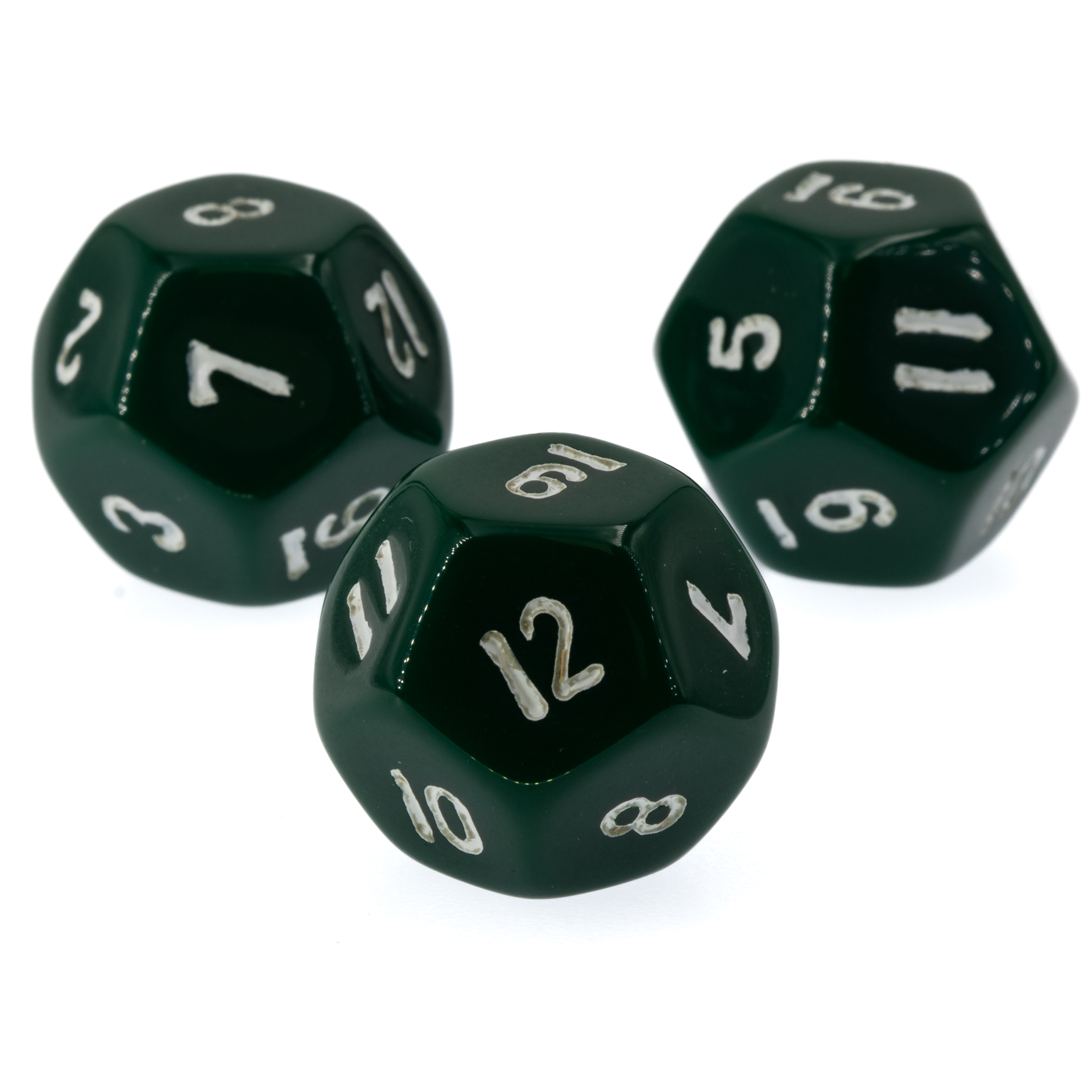 W12 Würfel in dunkelgrün / weiß Satt
