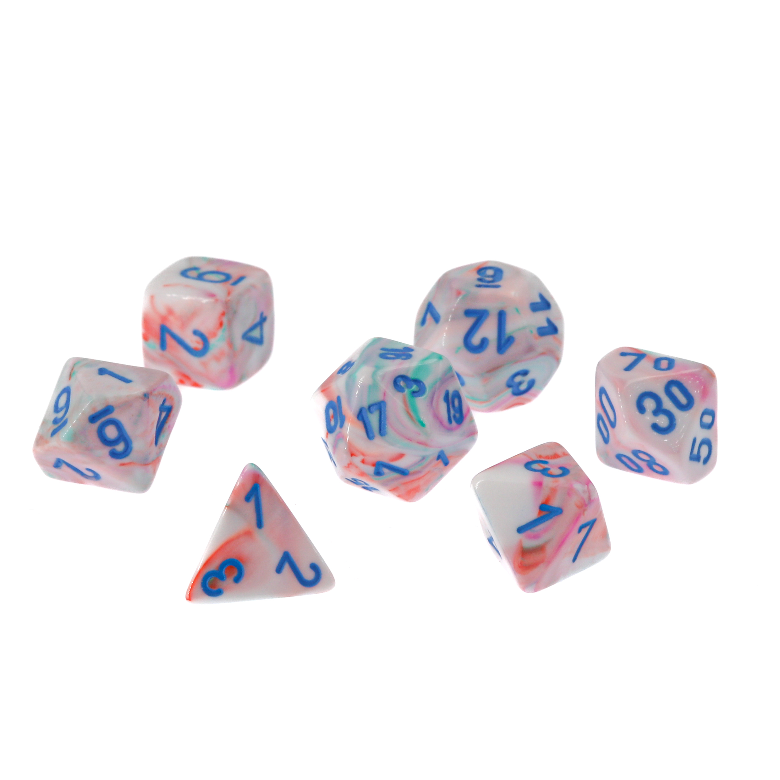 Mini-hedral Festive® Polyhedral Pop Art / blau 7-Würfel Set