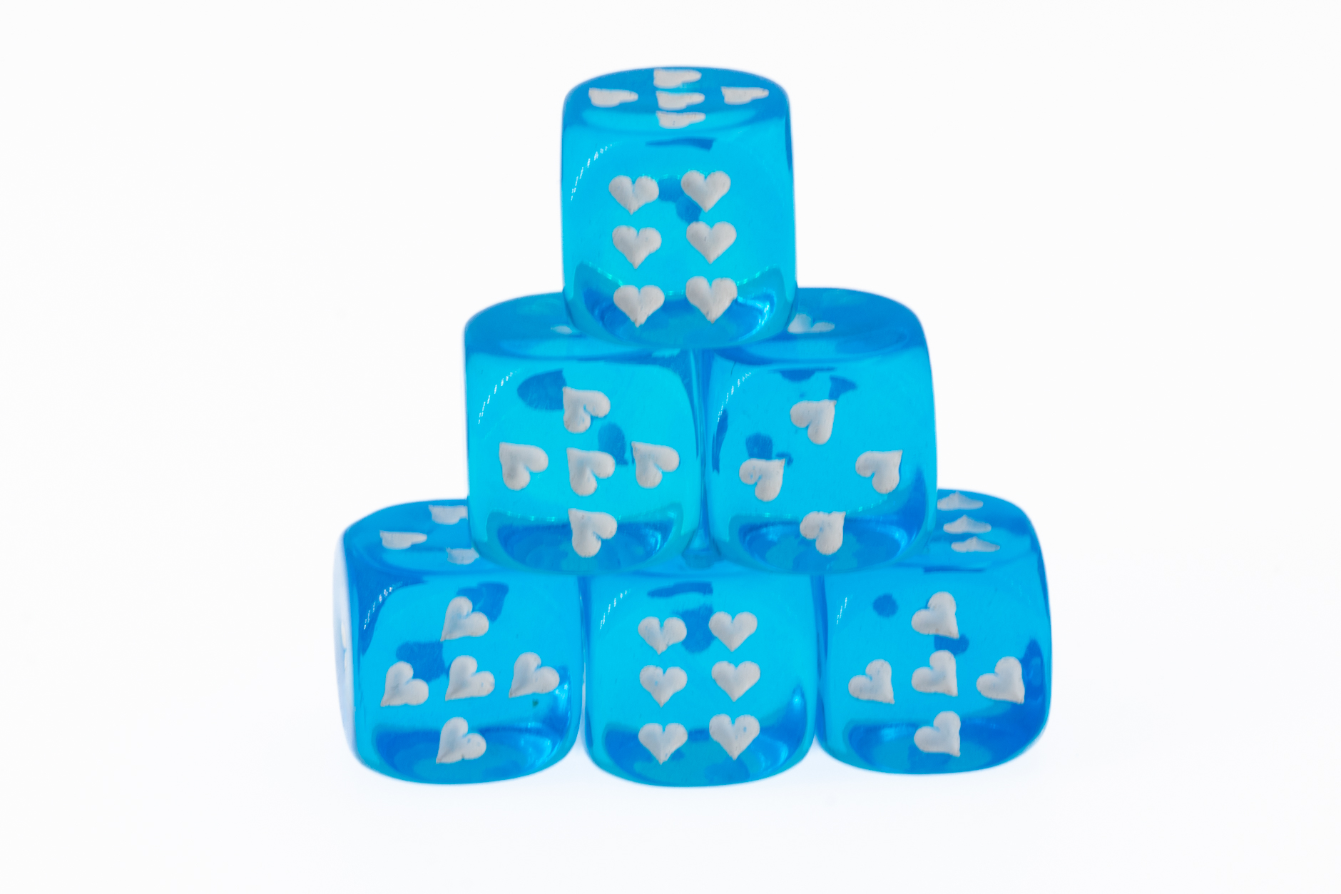 Herz Würfel in türkisblau / weiß Transparent