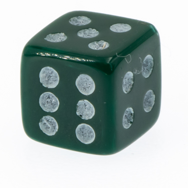 7mm Würfel in dunkelgrün / weiß Satt