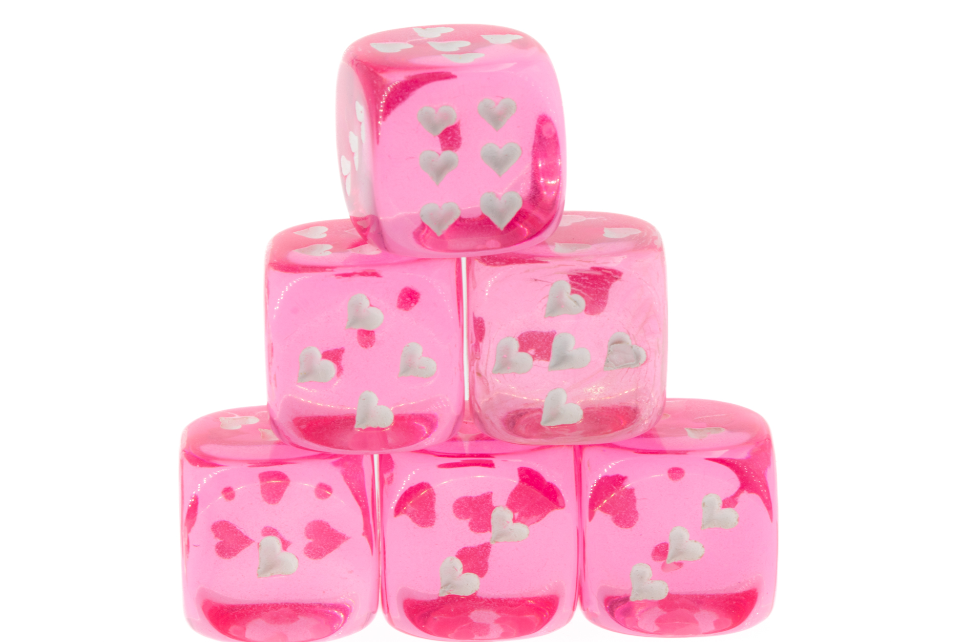 Herz Würfel in rosa / weiß Transparent