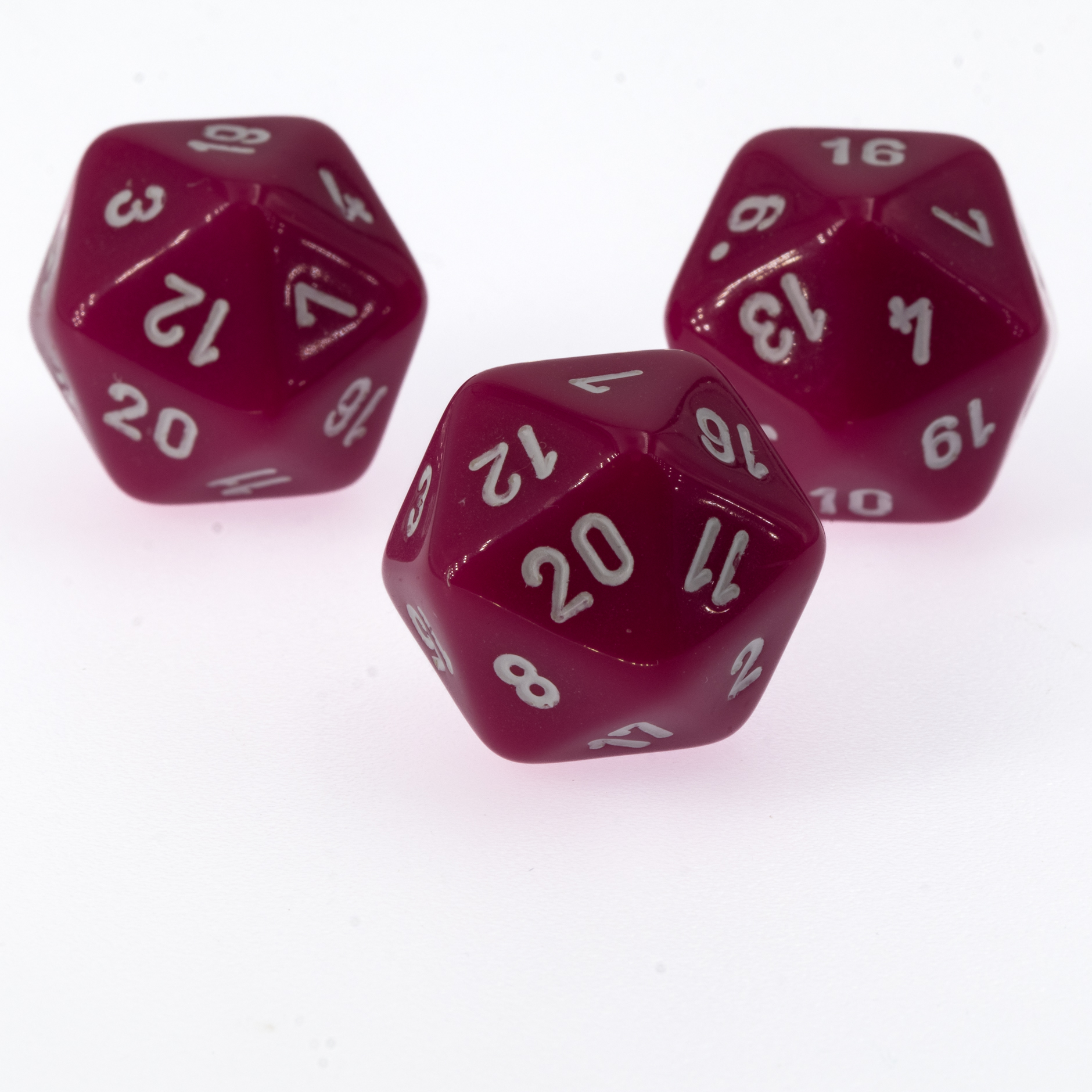 W20 Würfel in rosa / weiß Satt