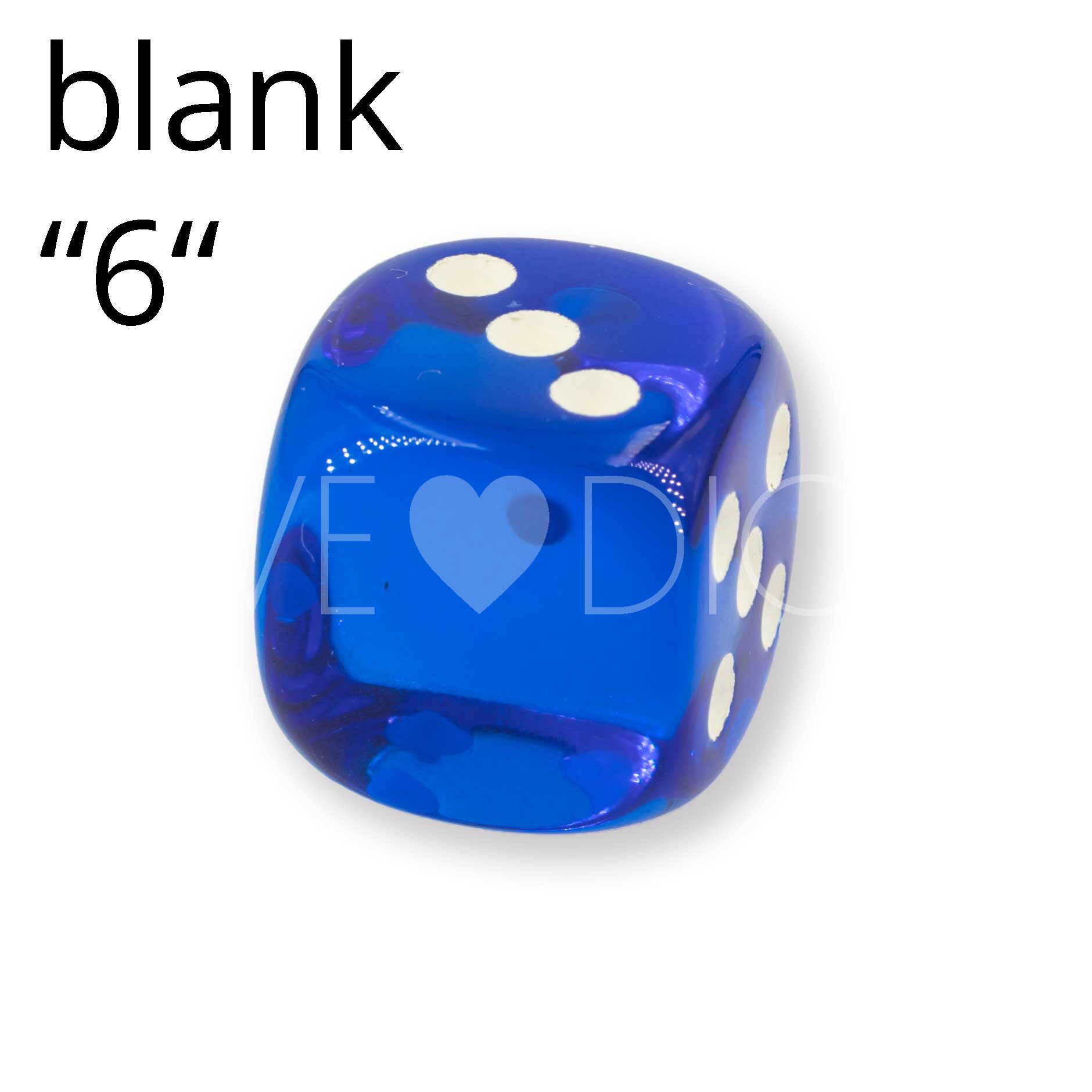 16mm Würfel in dunkelblau / weiß Transparent ohne "6"