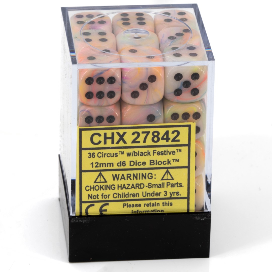Festive® Circus / Schwarz 12mm W6 Würfel Set (36 Würfel)