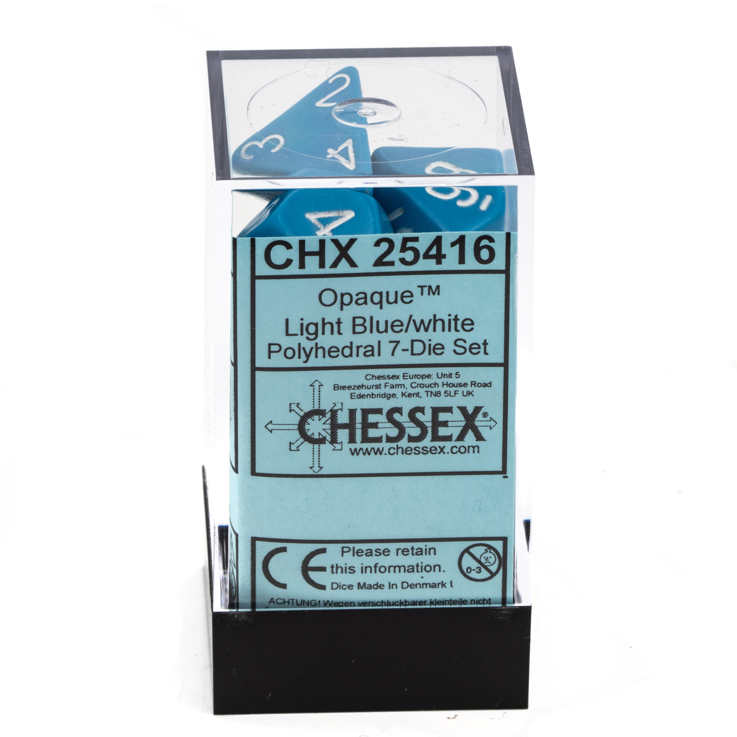 Satt Polyhedral hellblau / weiß 7-Würfel Set