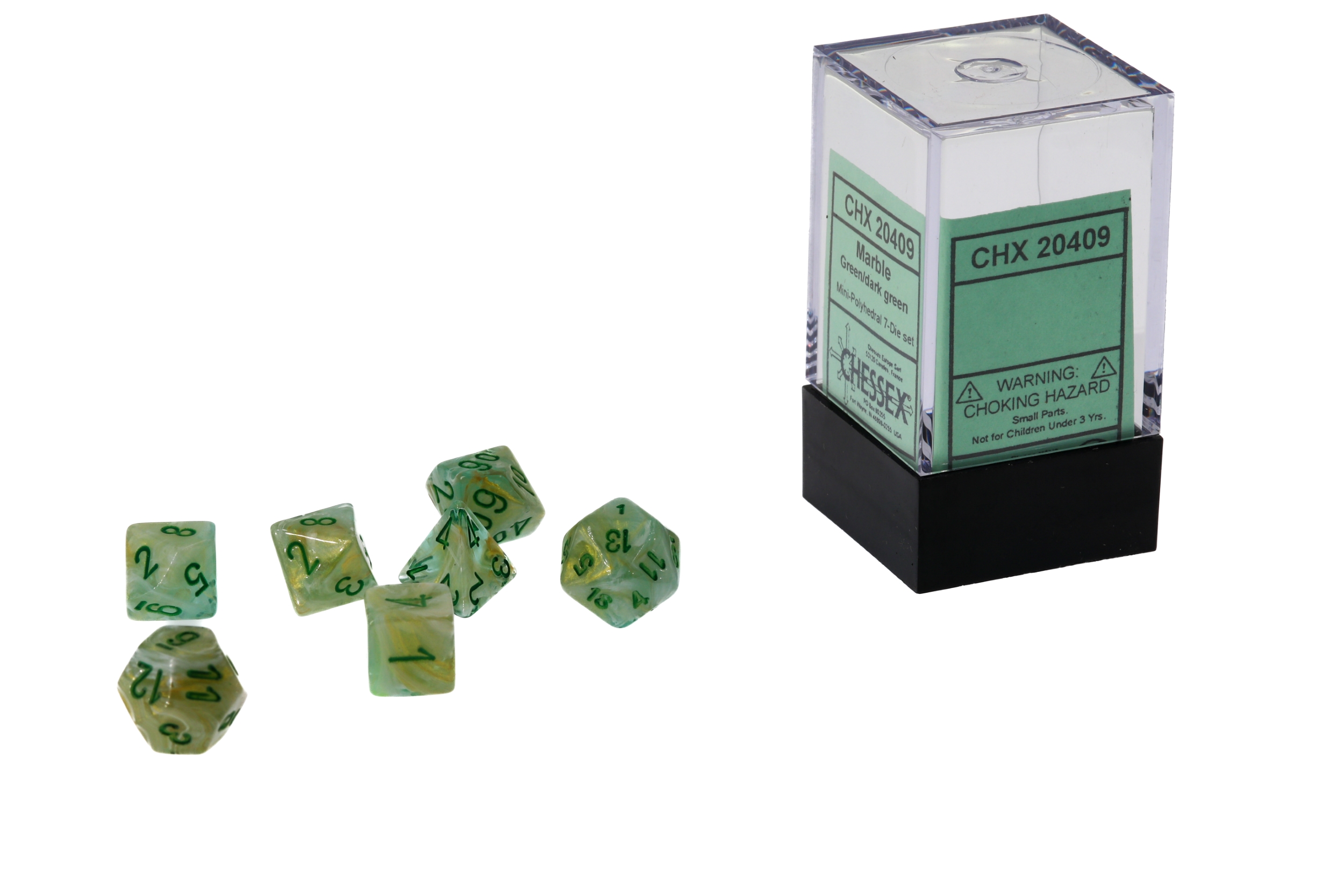 Mini-hedral Borealis Polyhedral Hellgrün / Gold 7-Würfel Set