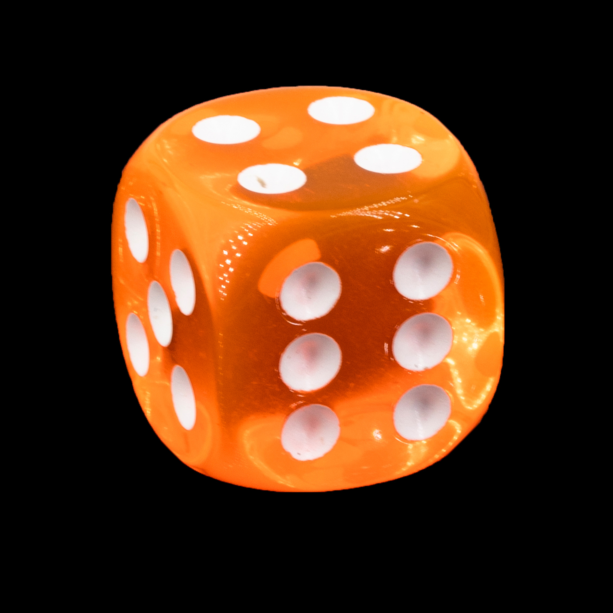 12mm Würfel in neon orange / weiß Transparent