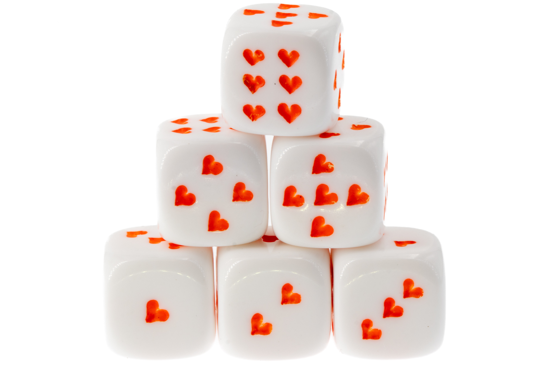Herz Würfel in weiss / orange Satt