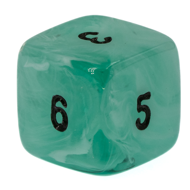 W6 Würfel in rauchiges jade / schwarz Marmor