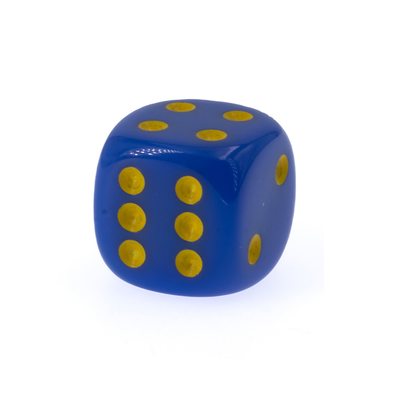 14mm Würfel in blau / gelb Satt
