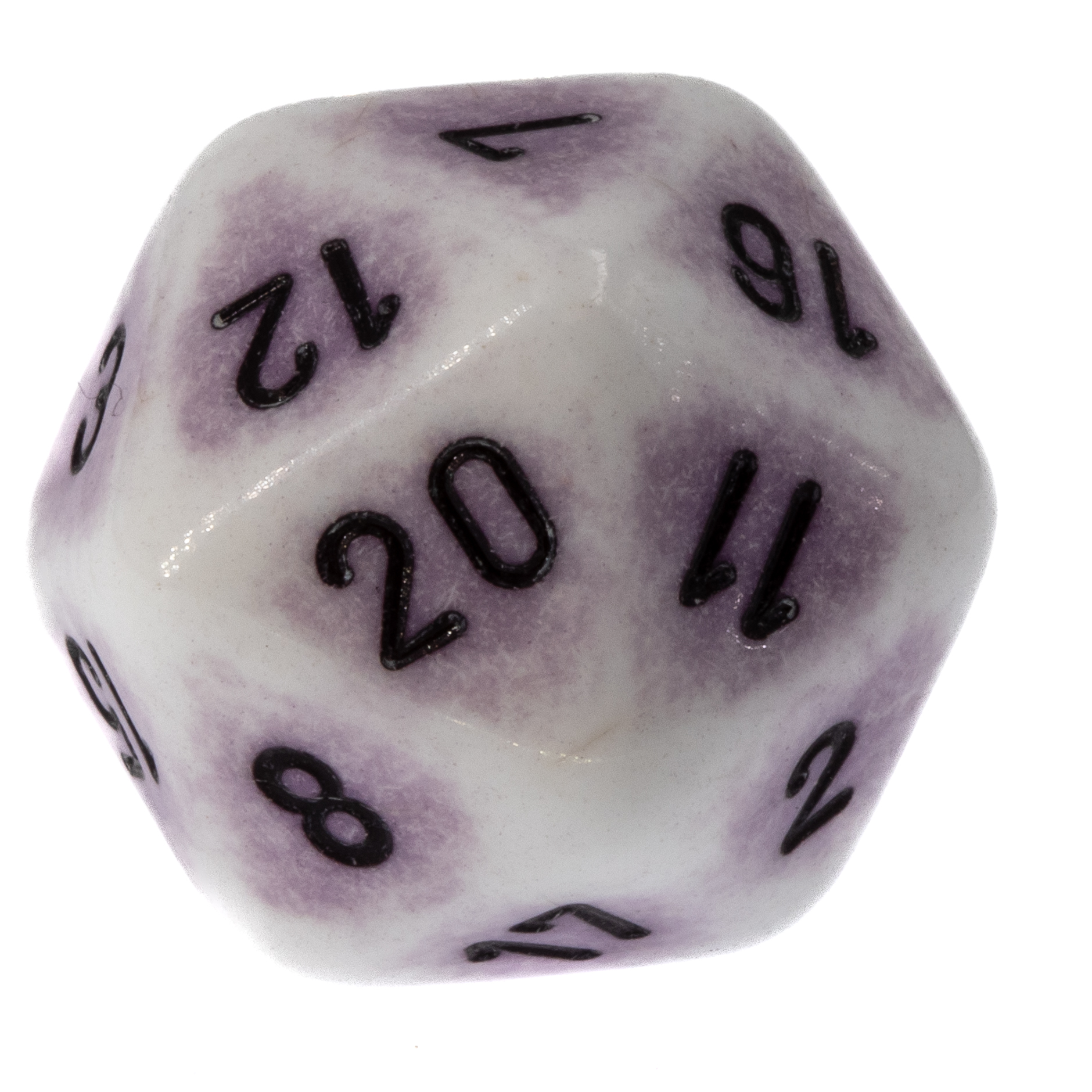 W20 Würfel in Porzelan lila Satt