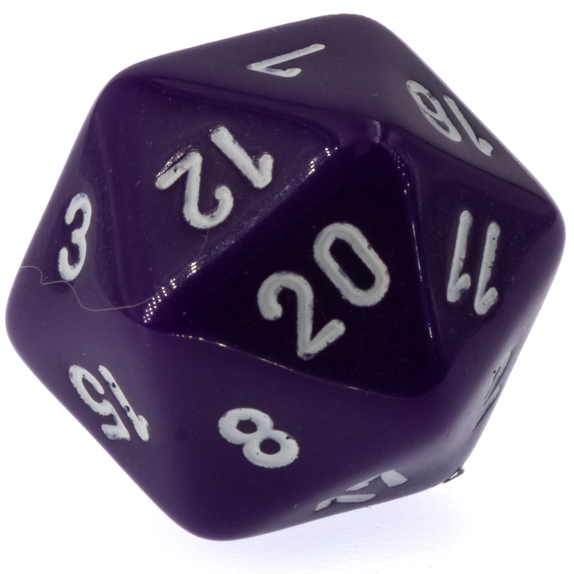 W20 Würfel in lila / weiß Satt