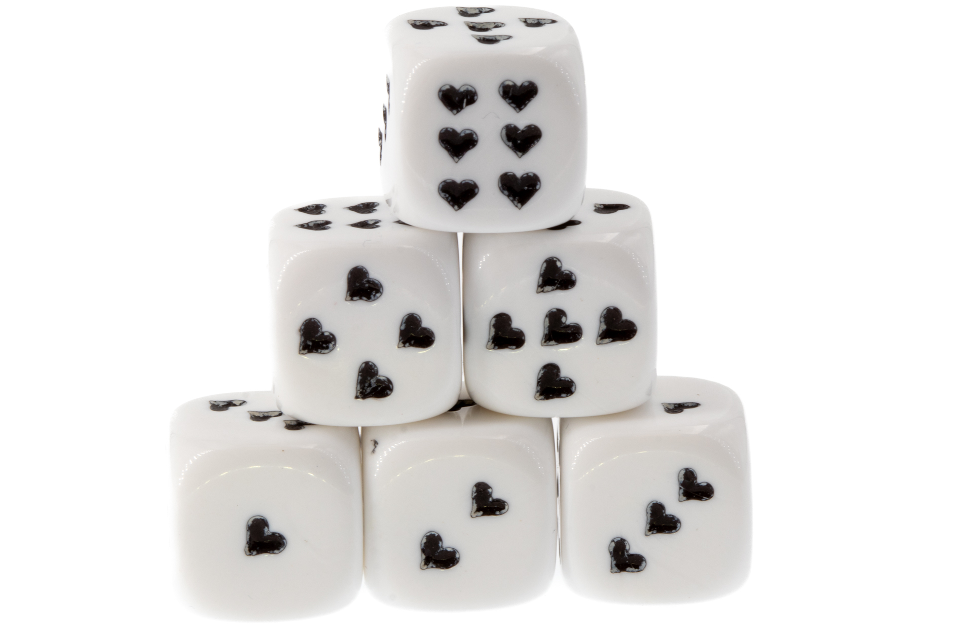 Herz Würfel in weiss / schwarz Satt