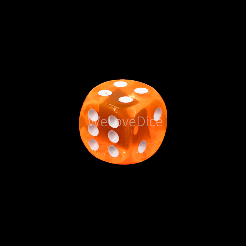 10mm Würfel in neon orange / weiß Transparent